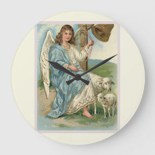 Beautiful Angel And Golden Bell Large Clock