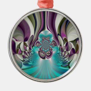 Beautiful Angelic Purple and Cyan Abstract Print Metal Tree Decoration