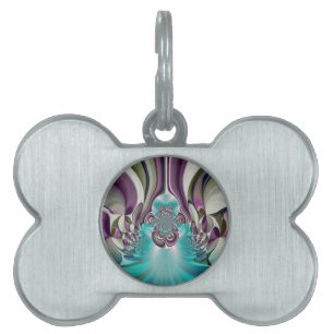 Beautiful Angelic Purple and Cyan Abstract Print Pet Name Tag