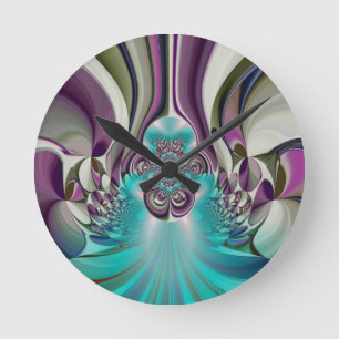 Beautiful Angelic Purple and Cyan Abstract Print Round Clock