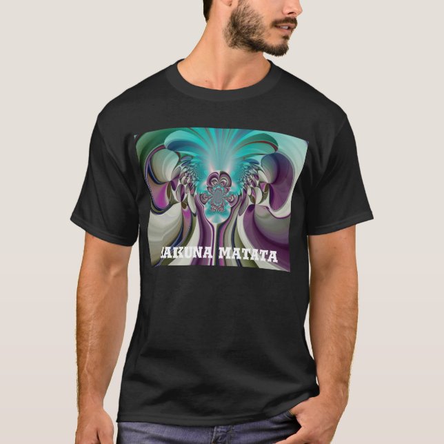 Beautiful Angelic Purple and Cyan Abstract Print T-Shirt (Front)