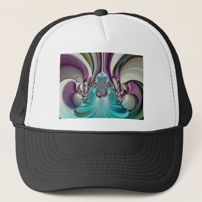 Beautiful Angelic Purple and Cyan Abstract Print Trucker Hat (Front)
