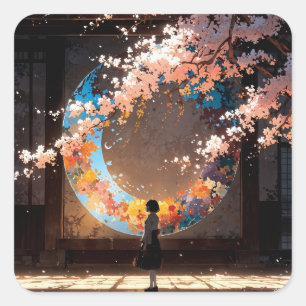 Beautiful anime art square sticker