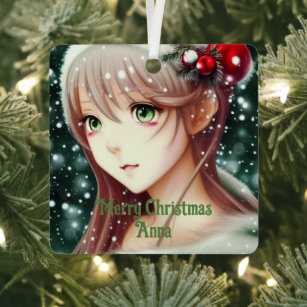 Beautiful Anime Christmas Girl Metal Tree Decoration