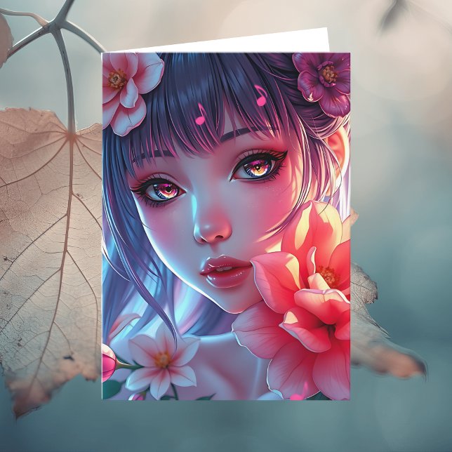 Beautiful Anime Girl Birthday Card (Creator Uploaded)