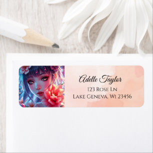 Beautiful Anime Girl Glitchcore Floral