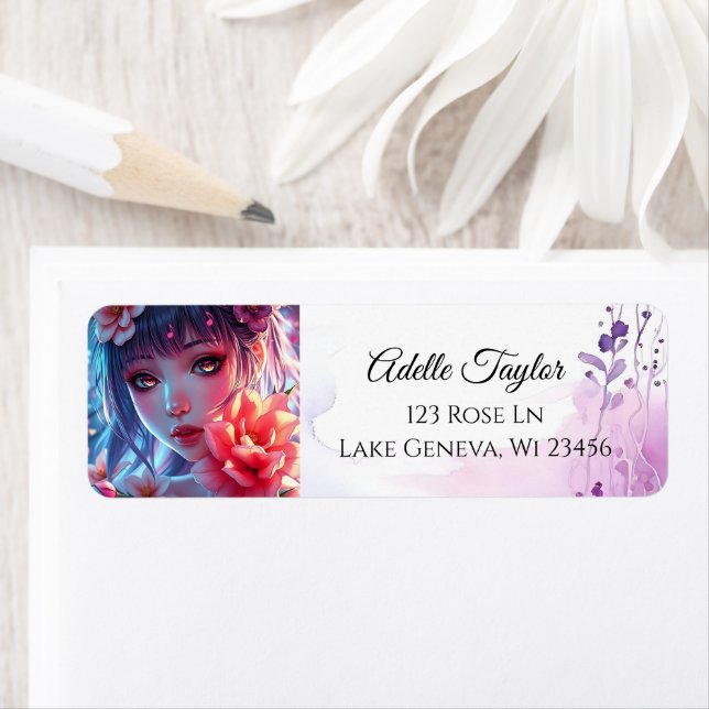 Beautiful Anime Girl Glitchcore Floral (Insitu)