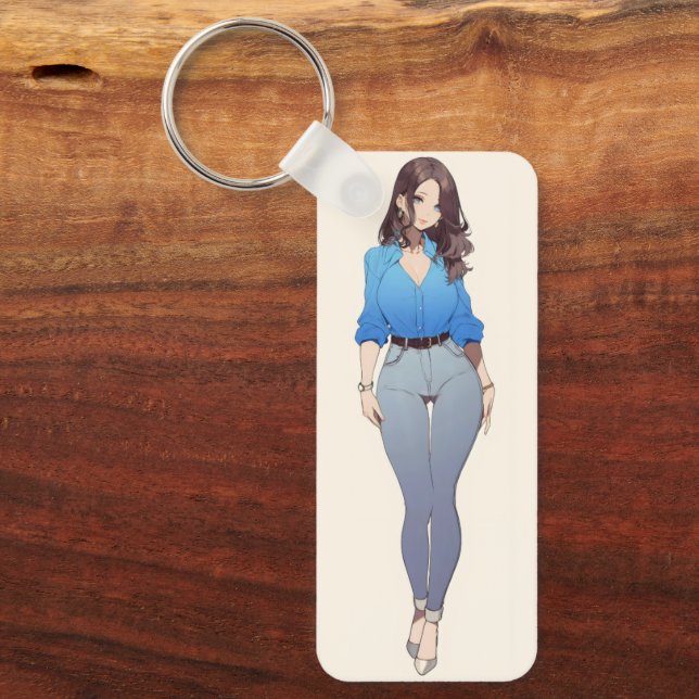 Beautiful Anime Woman Key Ring (Front)