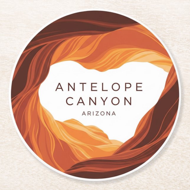 Beautiful Antelope Canyon Navajo Nation  Round Paper Coaster (Front)