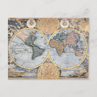 Beautiful Antique Atlas Map Postcard