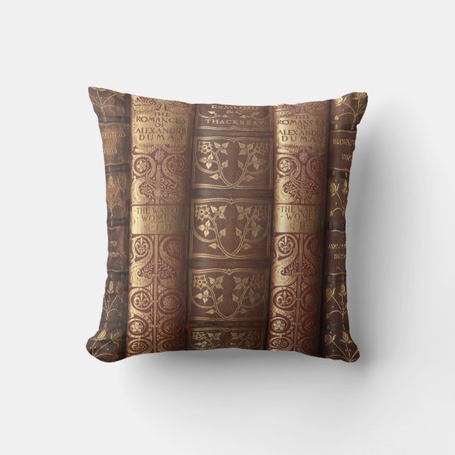 Beautiful Antique Book Spines (Dumas) Cushion (Front)