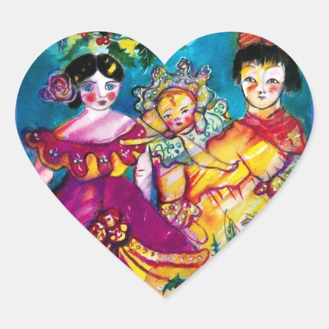 BEAUTIFUL ANTIQUE DOLLS, Heart Sticker (Front)