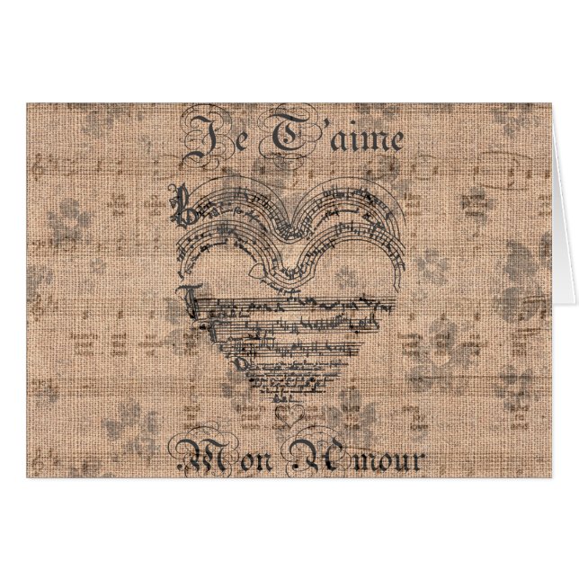 Beautiful antique music notes heart (Front Horizontal)