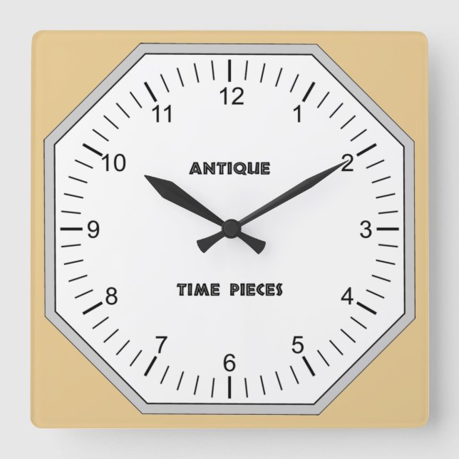 Beautiful Antique Time Pieces Square Wall Clock (Front)