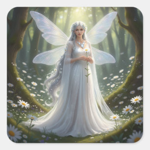 Beautiful April Diamond Fairy Square Sticker