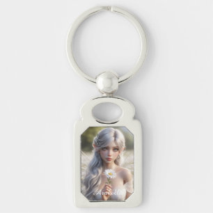 Beautiful April Fairy in Daisies Key Ring