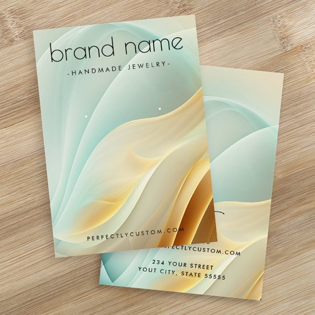 Beautiful aqua golden swirls earring display card (Creator Uploaded)