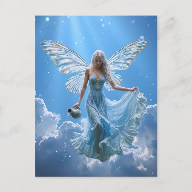 Beautiful Aquarius Fairy in the Clouds Postcard (Front)