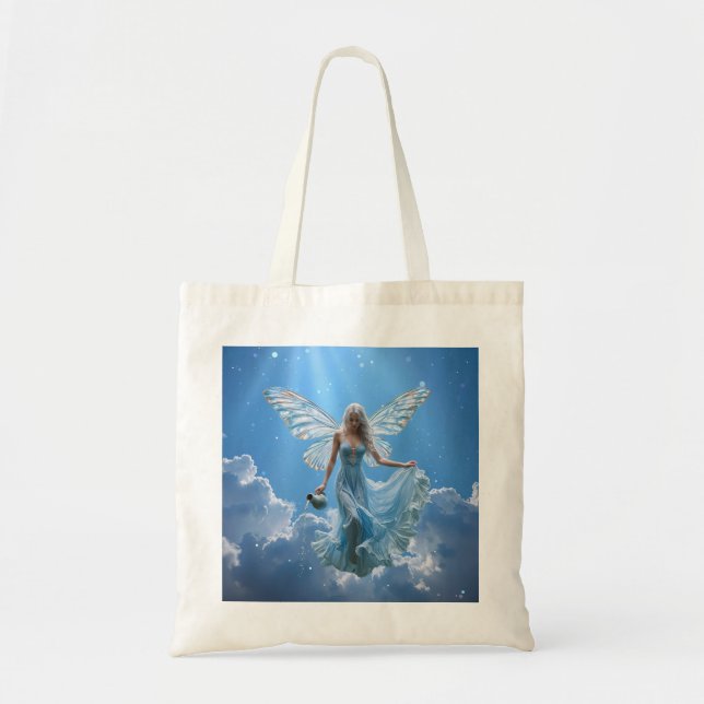 Beautiful Aquarius Fairy in the Clouds Tote Bag (Front)