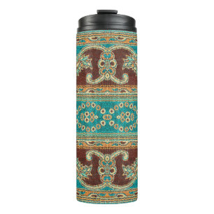 Beautiful, arab, arabic, arabian, arabesque fabric thermal tumbler