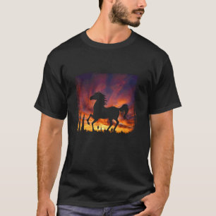 Beautiful Arabian Horse Sunset Silhouette-Orange H T-Shirt