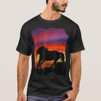 Beautiful Arabian horse sunset silhouette orange p