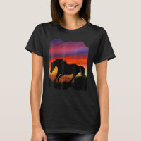 Beautiful Arabian horse sunset silhouette orange p