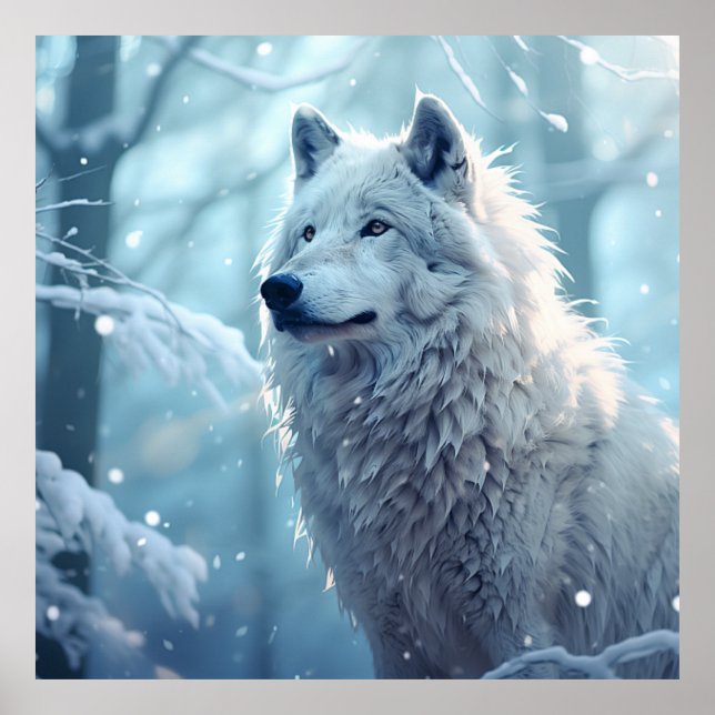 Beautiful Arctic Wolf Photography Poster (Front)