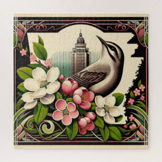 Beautiful Arkansas State Flower and Bird Jigsaw Puzzle