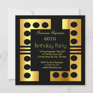 Beautiful Art Deco 60th Birthday Party Gold Black Invitation
