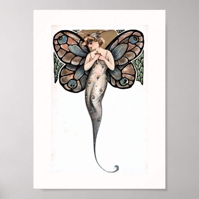 Beautiful Art Deco Butterfly Fairy Poster (Front)