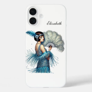 Beautiful Art Deco lady add your name  iPhone 16 Plus Case