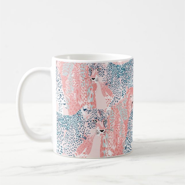Beautiful art Leopard seamless pattern, abstract a Coffee Mug (Left)