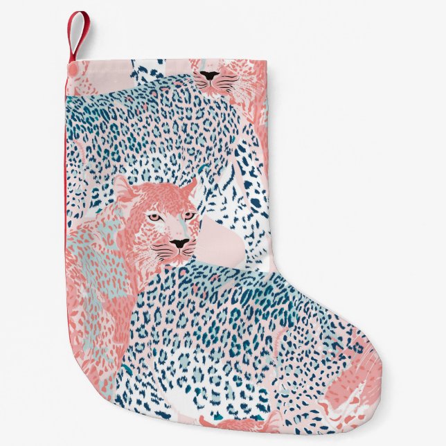 Beautiful art Leopard seamless pattern, abstract a Small Christmas Stocking (Front)