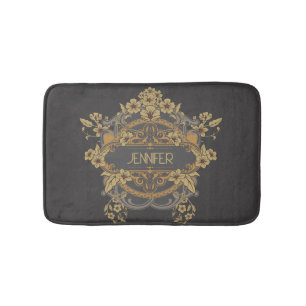 Beautiful Art Nouveau design with flowers Bath Mat