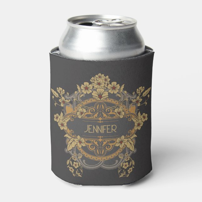 Beautiful Art Nouveau design with flowers  Can Cooler (Can Front)