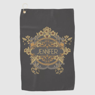 Beautiful Art Nouveau design with flowers Golf Towel