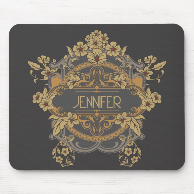 Beautiful Art Nouveau design with flowers  Mouse Pad (Front)