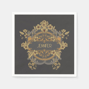 Beautiful Art Nouveau design with flowers  Napkin