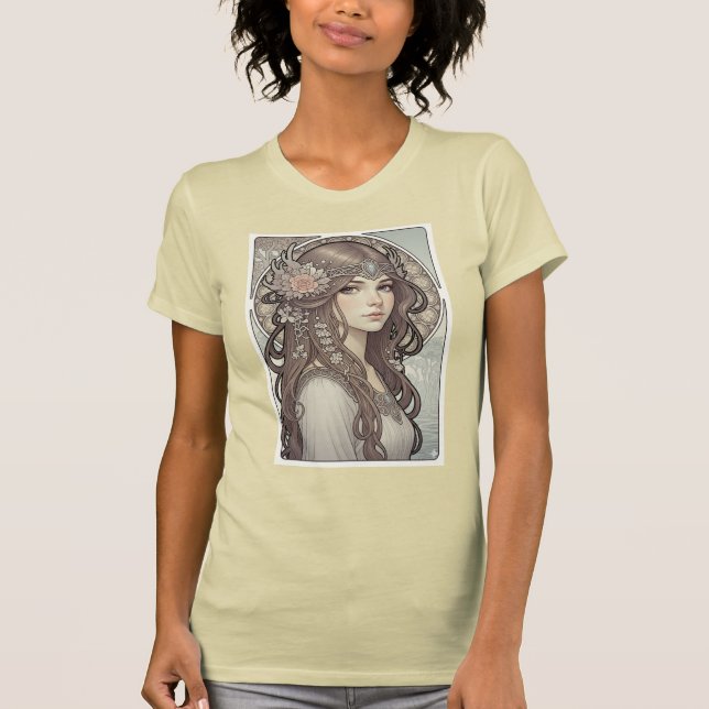 Beautiful Art Nouveau inspired portrait of a woman T-Shirt (Front)