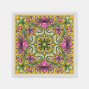 Beautiful Art Nouveau tile with Iris flowers Napkin