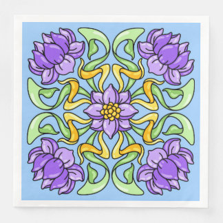 Beautiful Art Nouveau tile with purple flowers Napkin