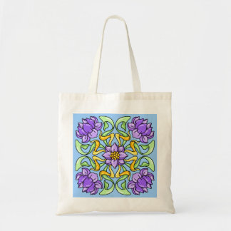 Beautiful Art Nouveau tile with purple flowers Tote Bag