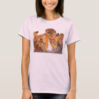 Beautiful Art Nouveau Women with Irises and Roses