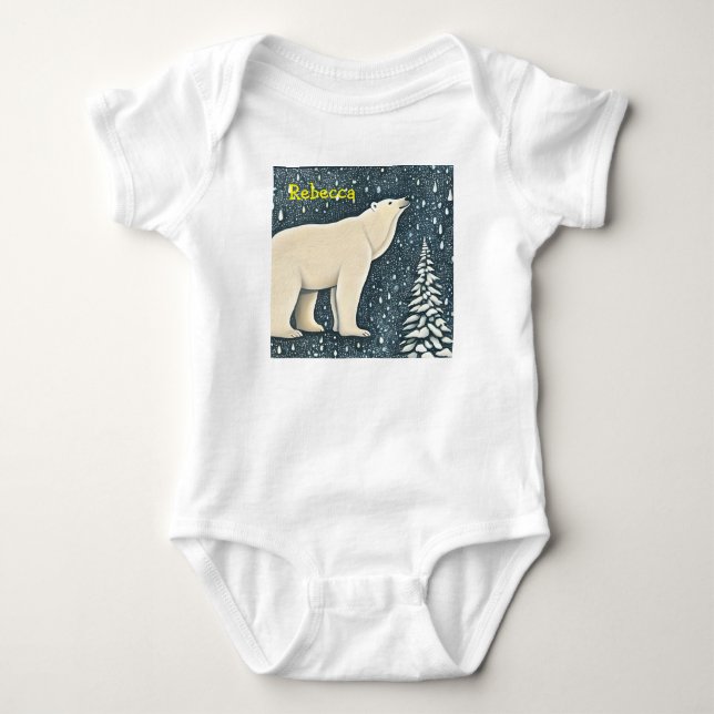 Beautiful Artic Polar Bear Baby Bodysuit (Front)