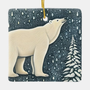 Beautiful Artic Polar Bear Ceramic Ornament