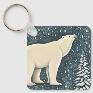Beautiful Artic Polar Bear Key Ring