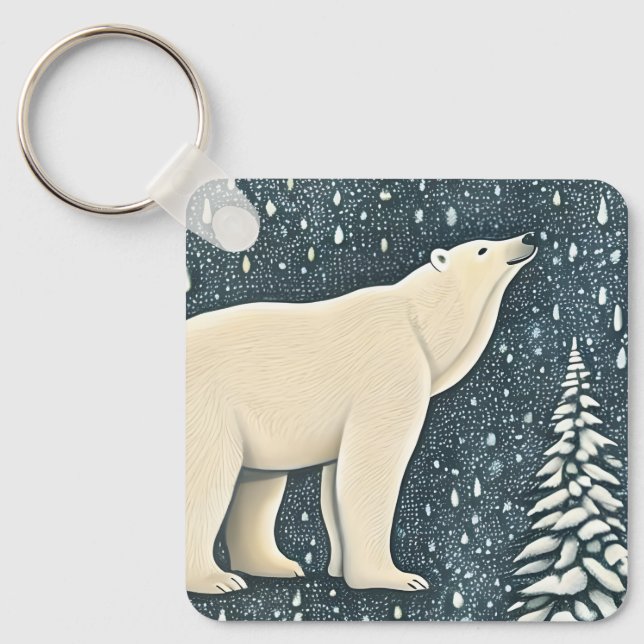 Beautiful Artic Polar Bear Key Ring (Front)