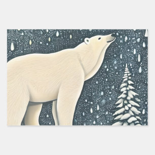 Beautiful Artic Polar Bear Wrapping Paper Sheet