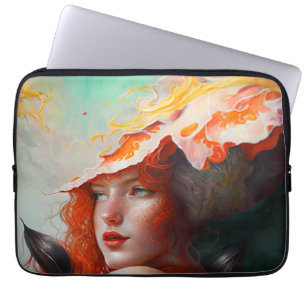 Beautiful Artistic Abstract Red Haired Ginger Girl Laptop Sleeve